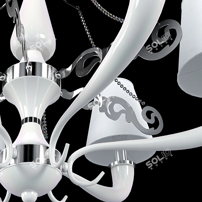 Stellare C 2424/6 - Elegant White and Chrome Chandelier 3D model image 2