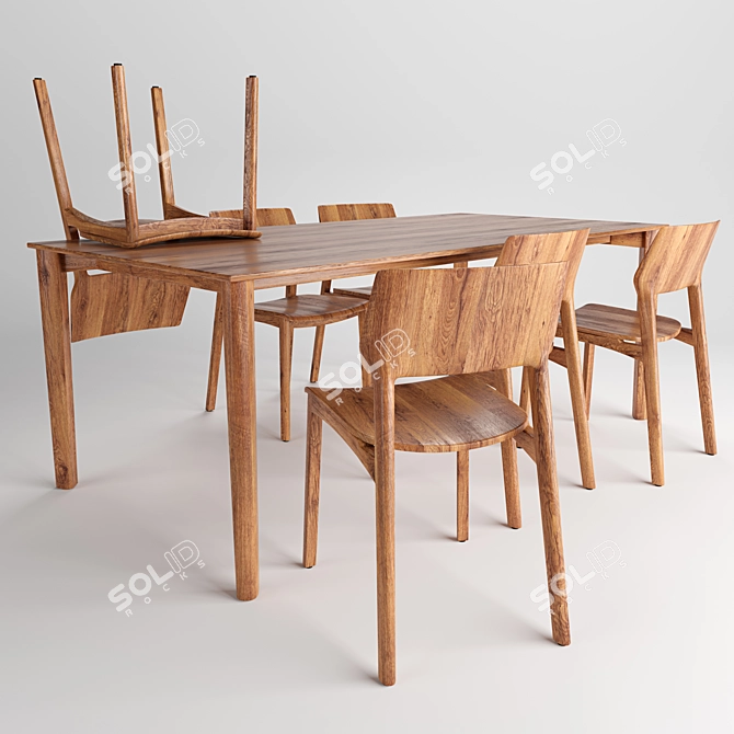 Artisan Fin Set: Stylish Table & Chair 3D model image 1