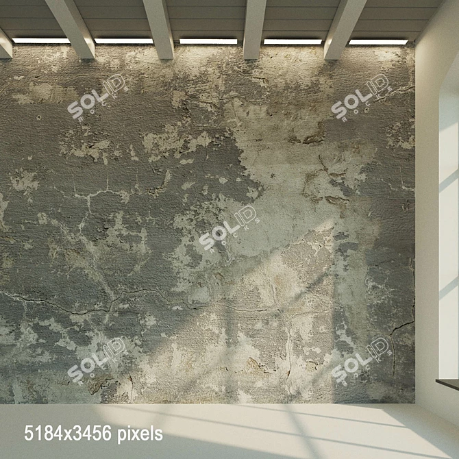 Plastered Old 5: Decorative Stucco Finish 3D model image 1