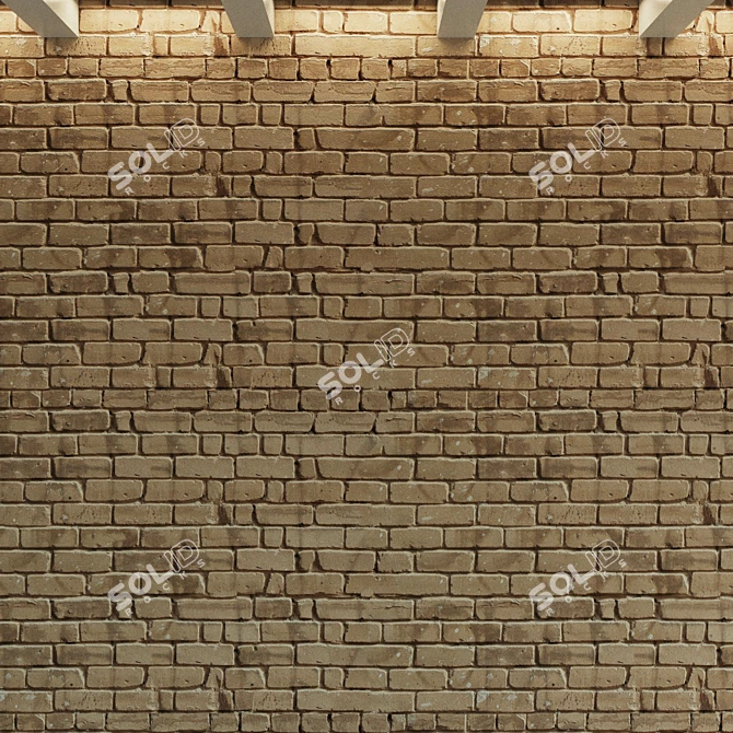 Vintage Clay Brick Wall Texture 3D model image 2