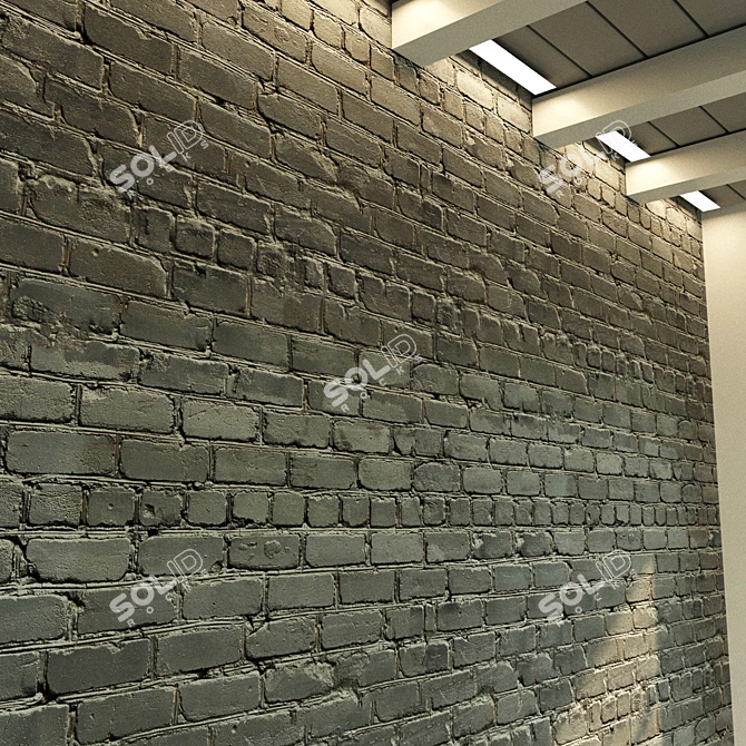 Vintage Painted Brick Wall 3D model image 3