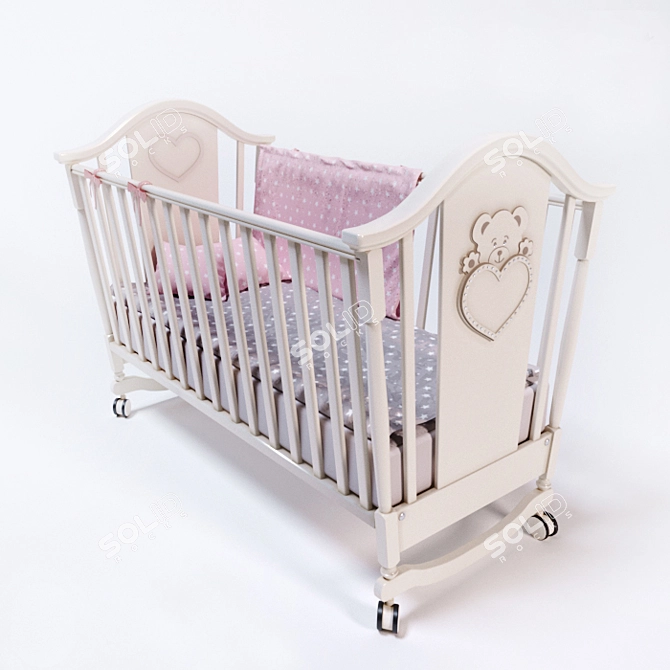 Italian Baby Cot: Erbesi - Safe, Elegant & Spacious 3D model image 1