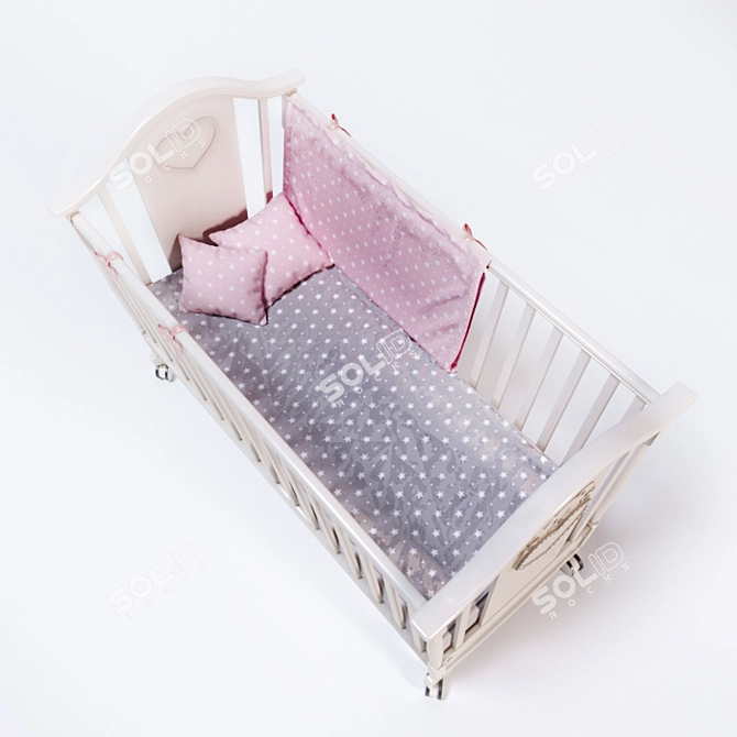 Italian Baby Cot: Erbesi - Safe, Elegant & Spacious 3D model image 2