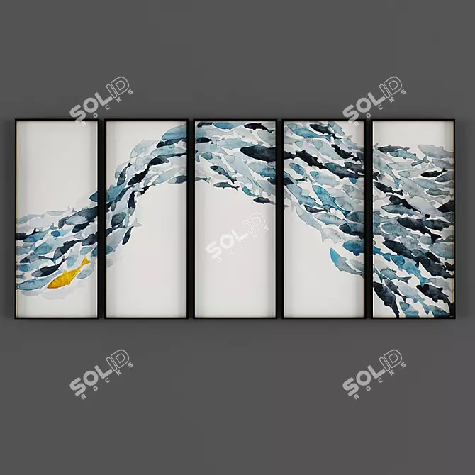 Title: Seaside Treasures Triptych 3D model image 1