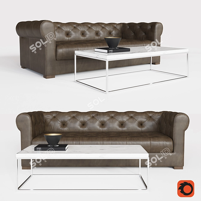 Restoration Hardware Modena Leather Sofa 3D model image 1