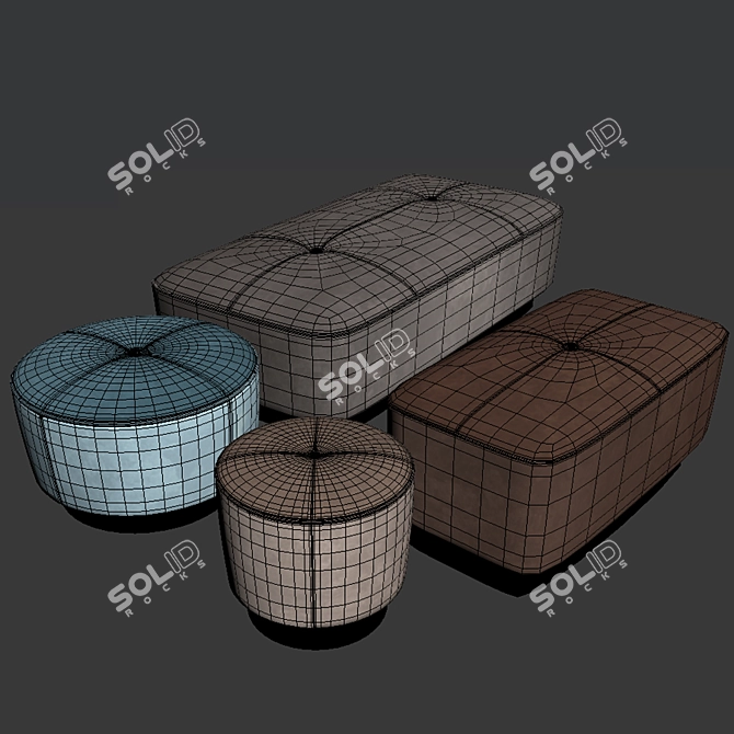 Luxurious Velvet Jacques Poufs 3D model image 3