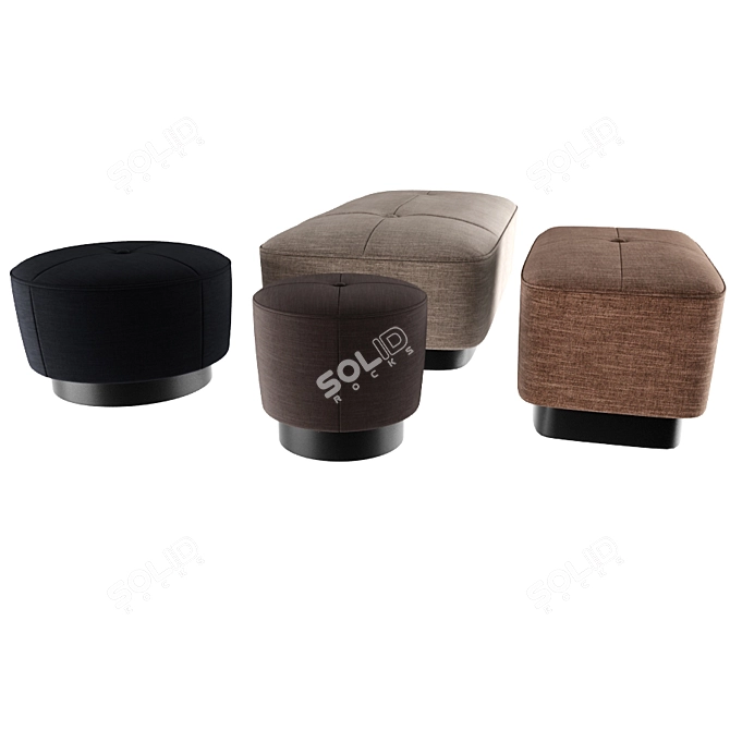 Elegant Fabric Poufs by Minnoti 3D model image 2