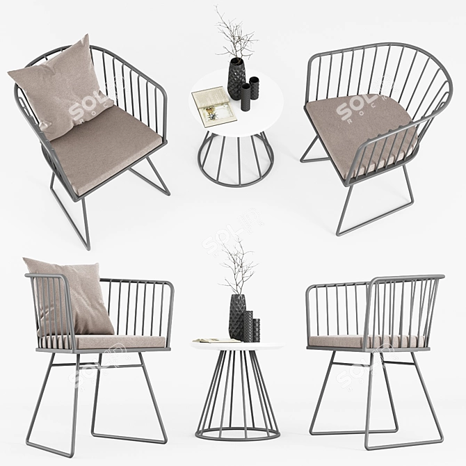 Illa Armchair: Sleek Aluminium with Armrests 3D model image 1