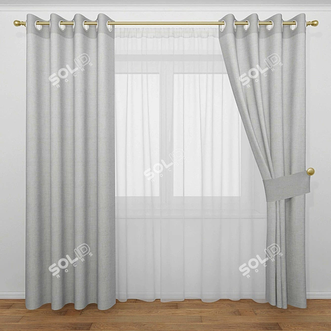 Elegant Window Curtains 3D model image 1