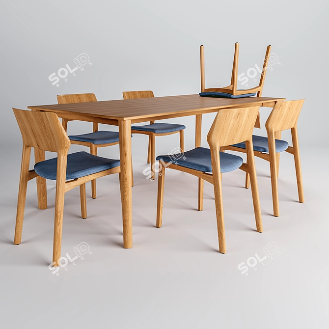 Artisan Fin: Table and Chair Set 3D model image 1