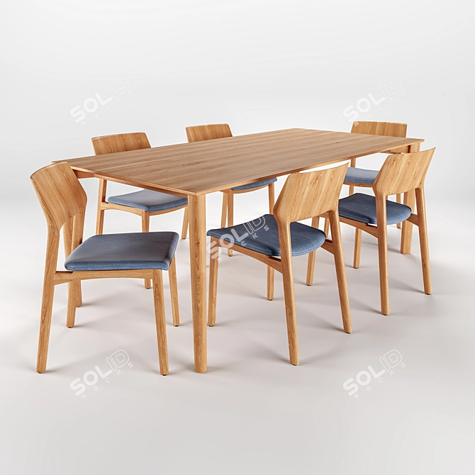 Artisan Fin: Table and Chair Set 3D model image 2