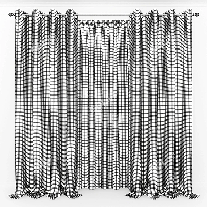 Elegant Window Curtains 3D model image 2