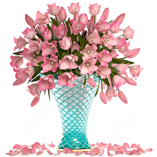 Pink Tulip Bouquet 3D model image 1