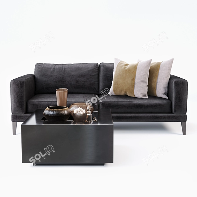 Darcey 3-Seat Sofa: Sleek and Sophisticated 3D model image 1