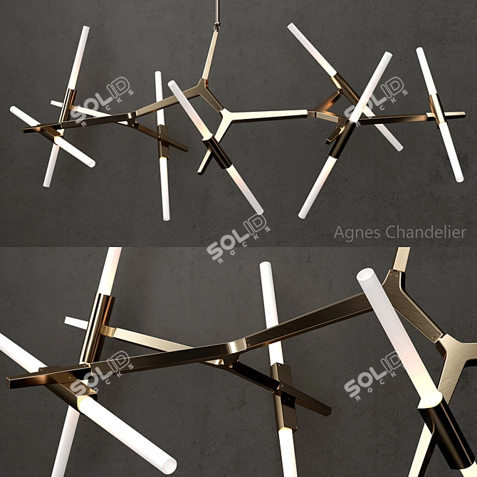 Elegant Brass Agnes 14-Light Chandelier 3D model image 1