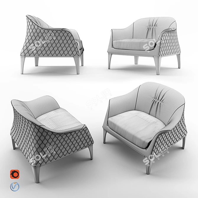 Elegant Tiffany Chair by Tonin Casa 3D model image 2