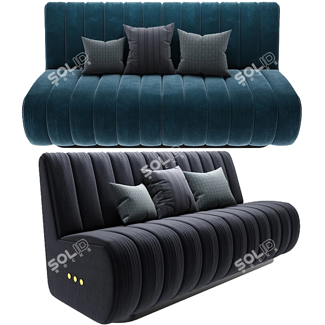 Mid-Century Sophia Velvet Two-Seater Sofa 3D model image 1