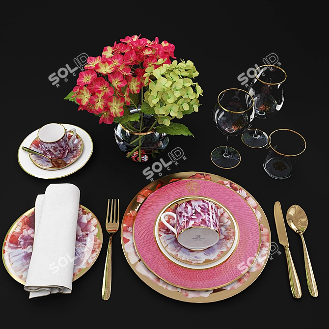 Title: Elegant Roberto Cavalli Tableware 3D model image 1