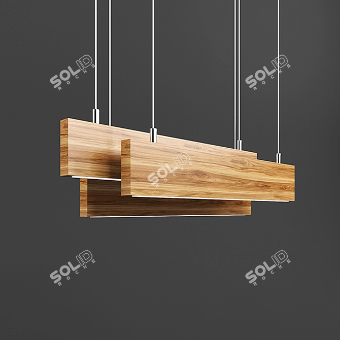 Rustic Wooden Chandelier 3D model image 1