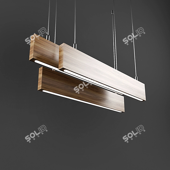 Rustic Wooden Chandelier 3D model image 2