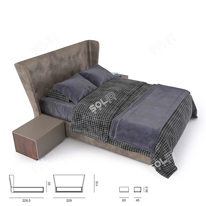 Luxury Saloni-Martin Bed Set 3D model image 2