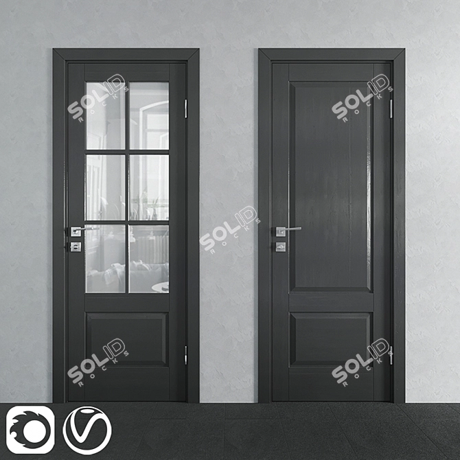 Xn Series Profildoors: 4 Interior Doors Set 3D model image 1