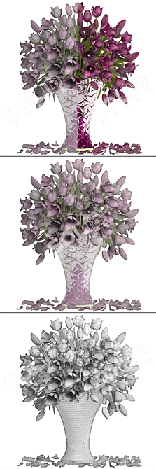 Spring Tulip Bouquet 3D model image 3