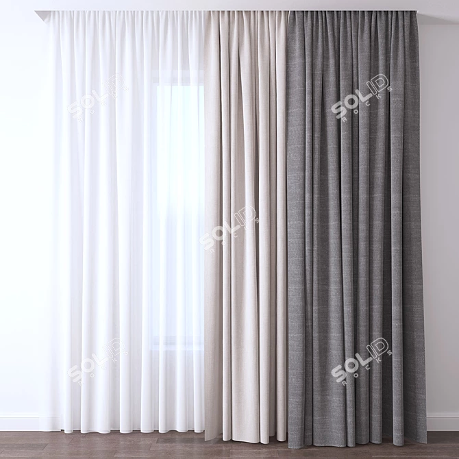 Elegant Drapery for Stunning Windows 3D model image 1