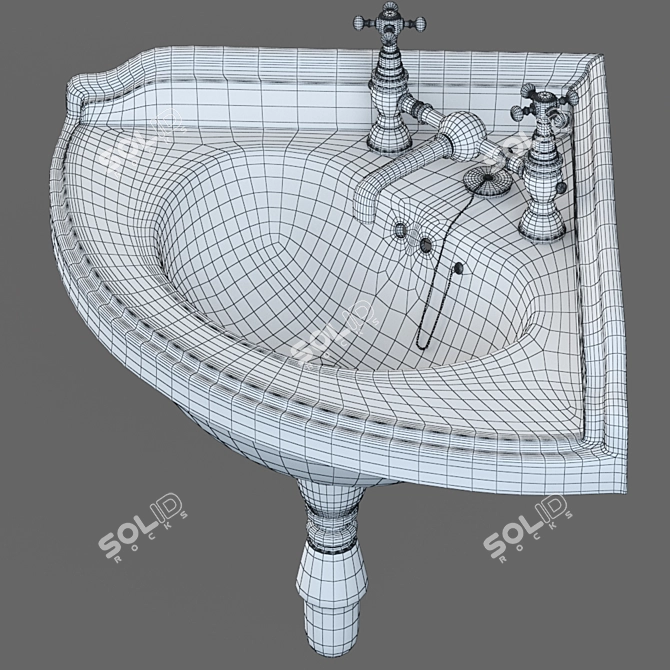 Elegant Corner Washbasin 3D model image 2