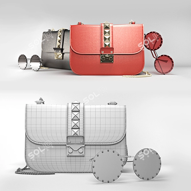 Elegant Valentino Chain Handbag 3D model image 2