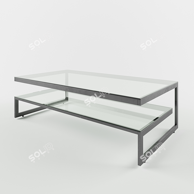 Bronze Metal and Transparent Glass Coffee Table 3D model image 1