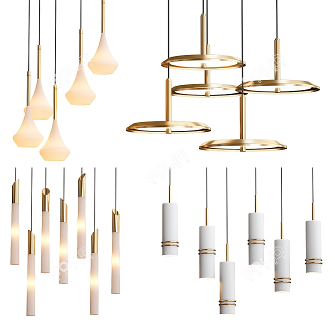 Elegant Fulcrum Light Chandelier 3D model image 1