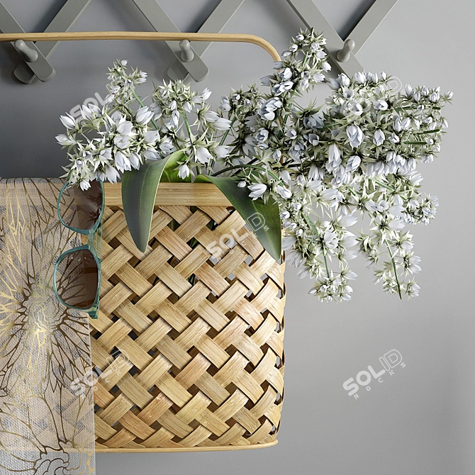 Sleek Metal Vases & Chic Mirror 3D model image 3