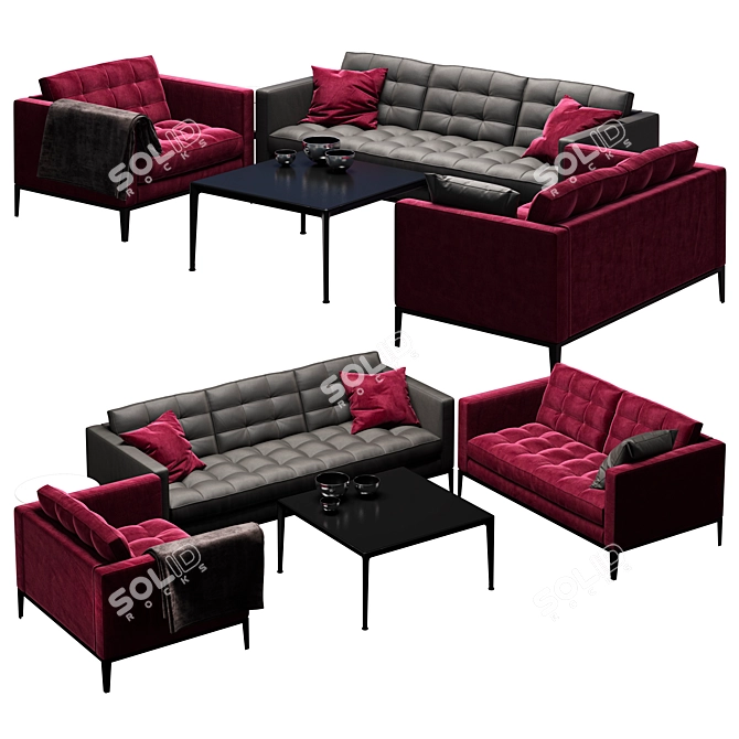Contemporary AC Lounge Set 3D model image 1