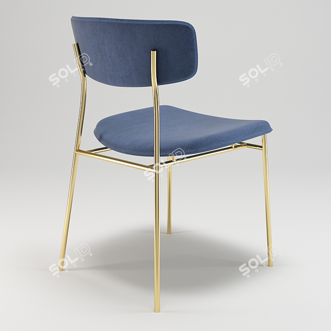 Retro Chic FIFTIES Chair: Metal Frame with Elegant Velvet 3D model image 2