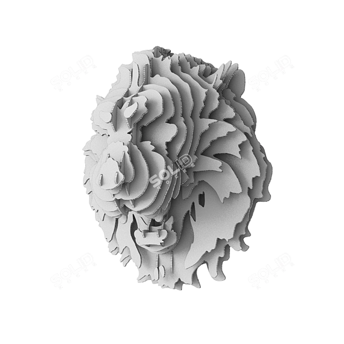 Regal Plywood Lion Wall Sculpture 3D model image 3