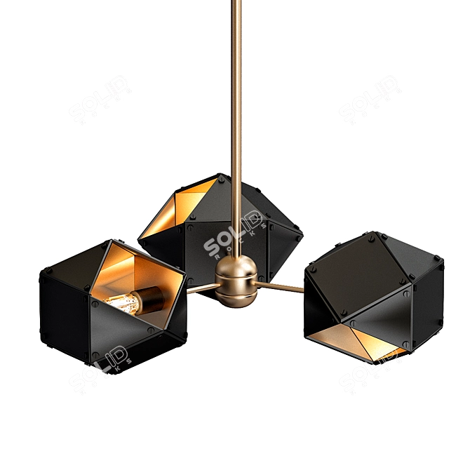 Elegant WELLES 3-Spoke Chandelier 3D model image 1