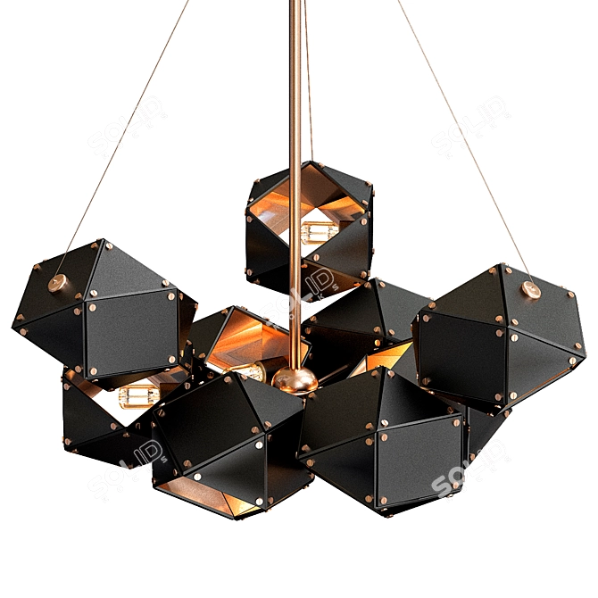 Glamorous WELLES Central Chandelier - Illuminate your space with elegance! 3D model image 1