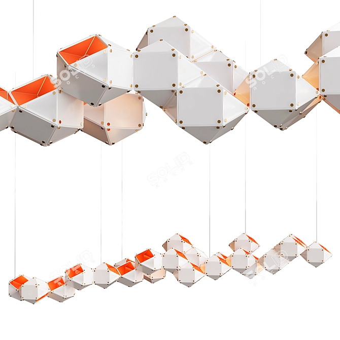 Sculptural Brilliance: WELLES Long Chandelier 3D model image 1