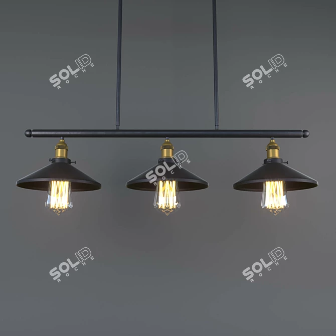 Stylish Crossbar Ceiling Light 3D model image 1