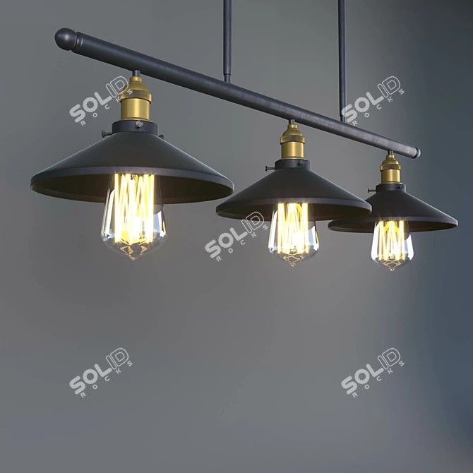 Stylish Crossbar Ceiling Light 3D model image 2