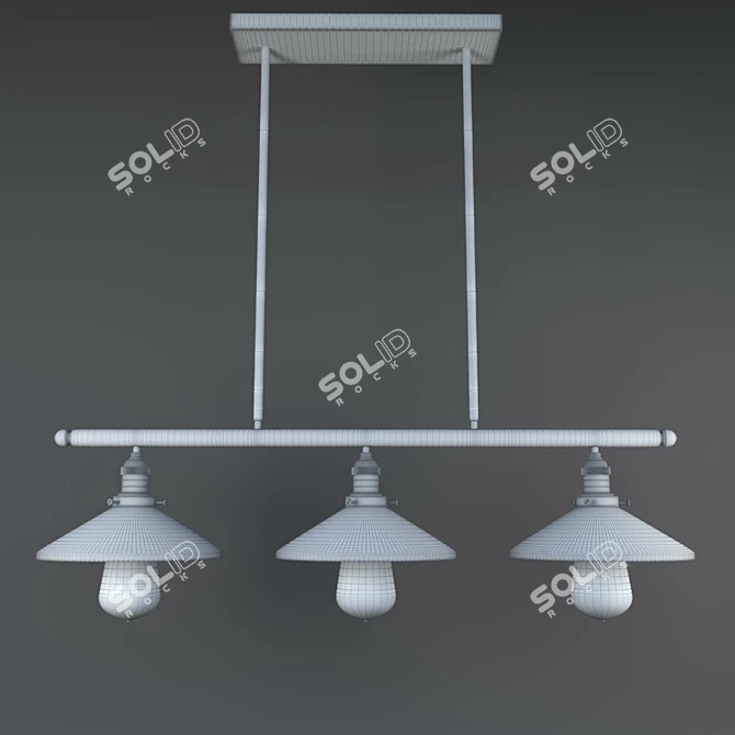 Stylish Crossbar Ceiling Light 3D model image 3