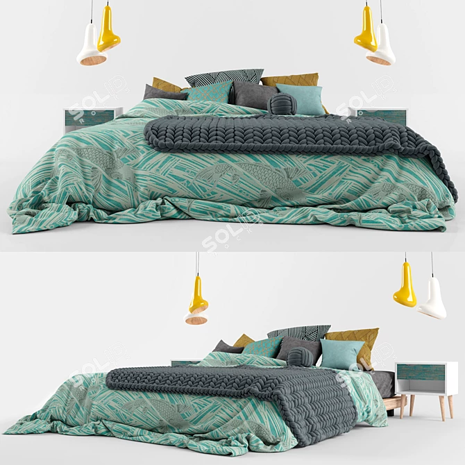 Elegant 3-Piece Bedroom Set 3D model image 1