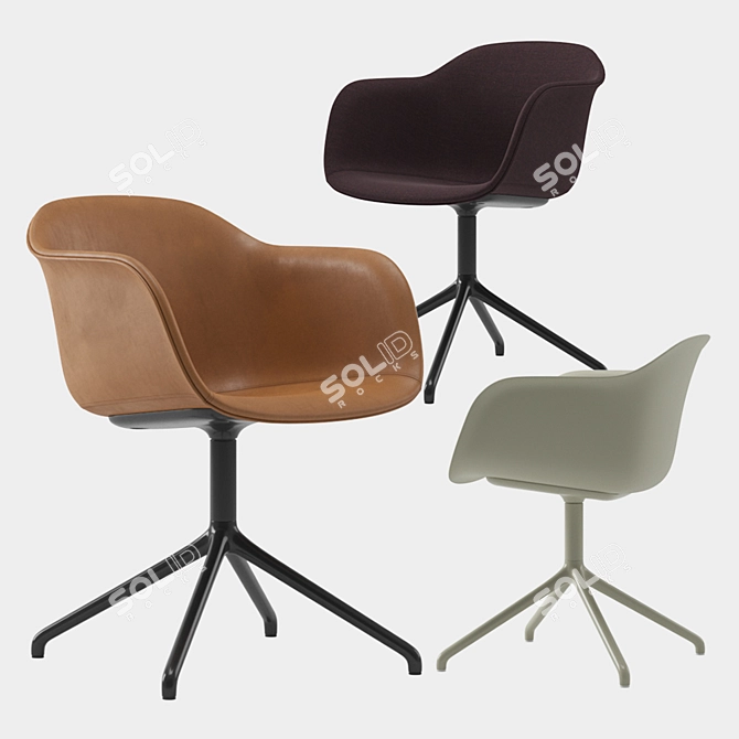 Muuto Fiber Armchair: Swivel Base 3D model image 1