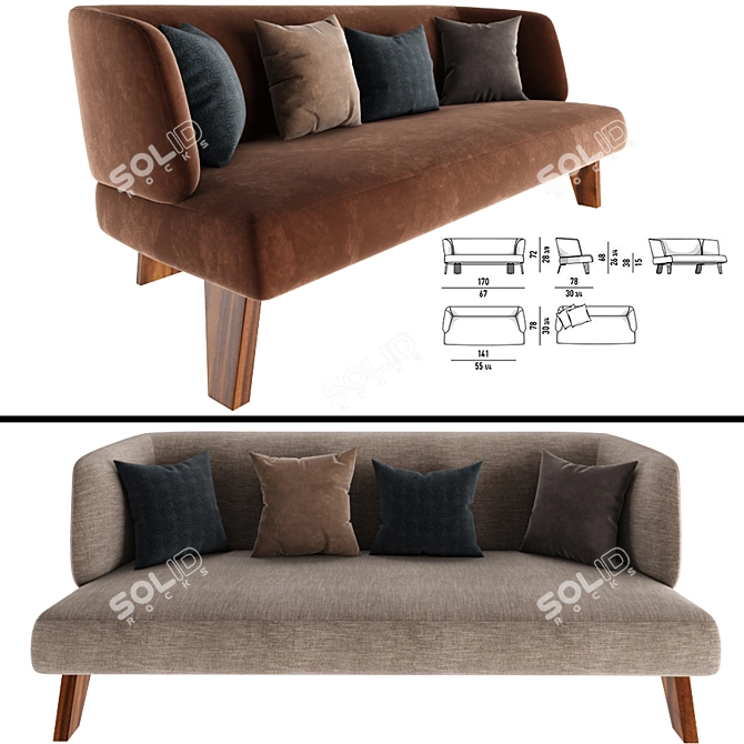 Elegant Minotti Creed Lounge Sofa 3D model image 1