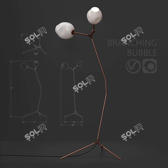 Elegant Tree Branch Floor Lamp 3D model image 1
