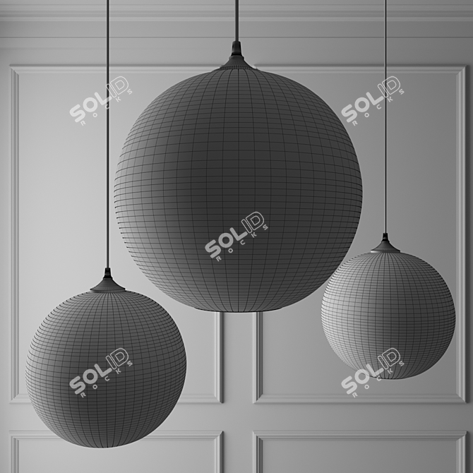 Elegant Solitaire Pendant Lamp 3D model image 2