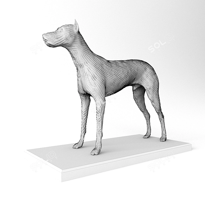 Title: Sleek Metal Dog Sculpture 3D model image 3