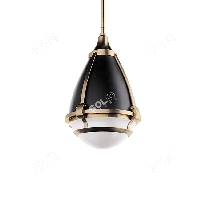 Vintage Pewter Pendant Light 3D model image 1