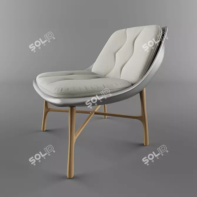 Elegant Bordeaux White Chair 3D model image 1